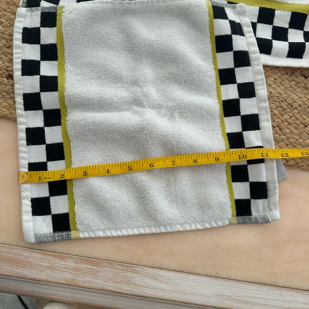 MacKenzie-Childs Black and White Checkered Towel with Yellow Accent